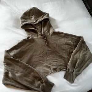 Aritzia TNA Tan Cropped Hoodie